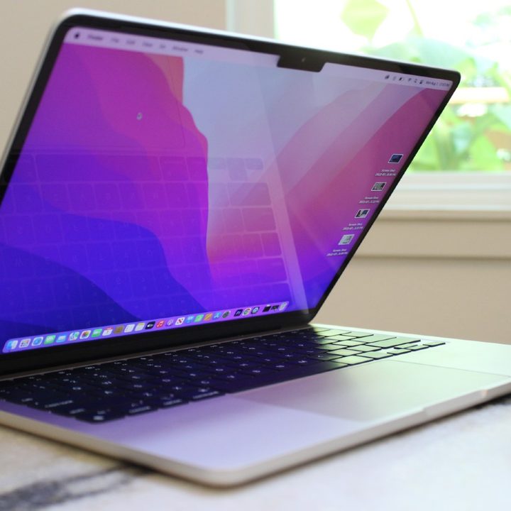 The screen of the MacBook Air on a table.