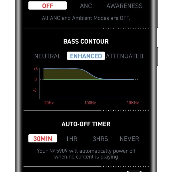 Mark Levinson app settings page.
