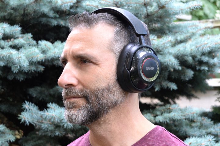 Side view of man wearing Mark Levinson No. 5909 headphones