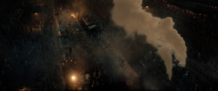 A crowded train station in a scene from Ms. Marvel.