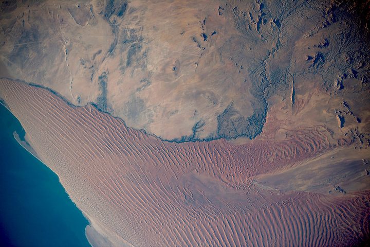 The Namib Desert as seen from the space station.