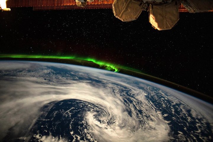 Earth bathed in moonlight.