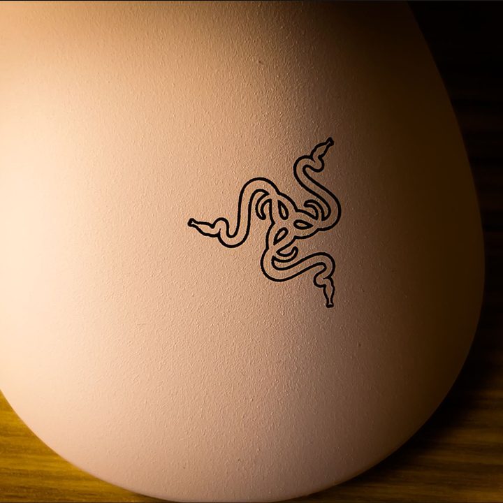 razer deathadder v3 logo on my desk.