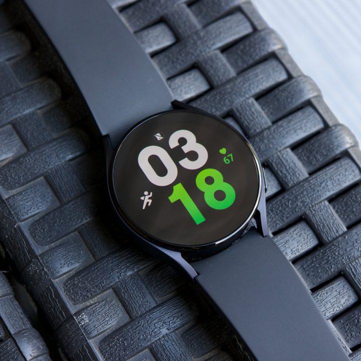Samsung Galaxy Watch 5 sitting on a chair.