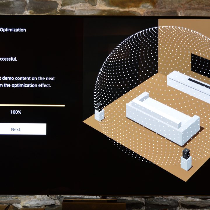Sony HT-A3000 on-screen room calibration.