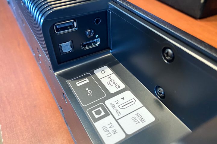 Sony HT-A3000 connection ports.
