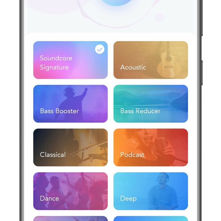 Soundcore app presets screen.