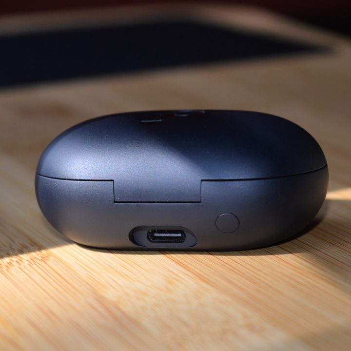 Soundcore Space A40 charging case, rear view.