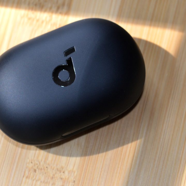 Soundcore Space A40 charging case, top view.