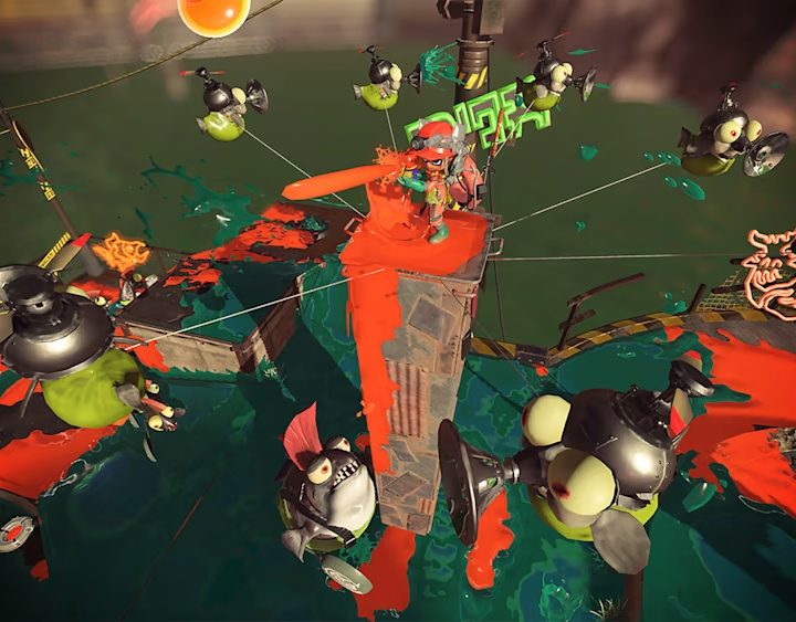 An inkling stands on a tower in Salmon Run in Splatoon 3.