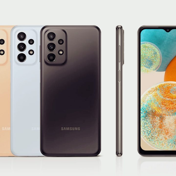 All three colors of the Galaxy A23 5G.