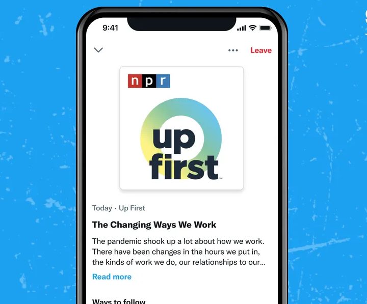 A podcast playing on Twitter Spaces.