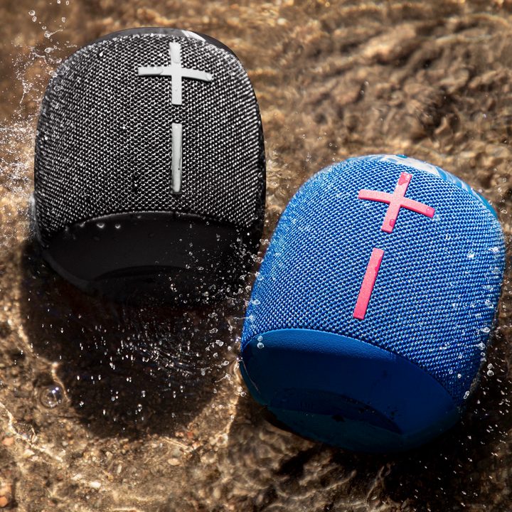 Two UE Wonderboom 3 speakers seen in water.