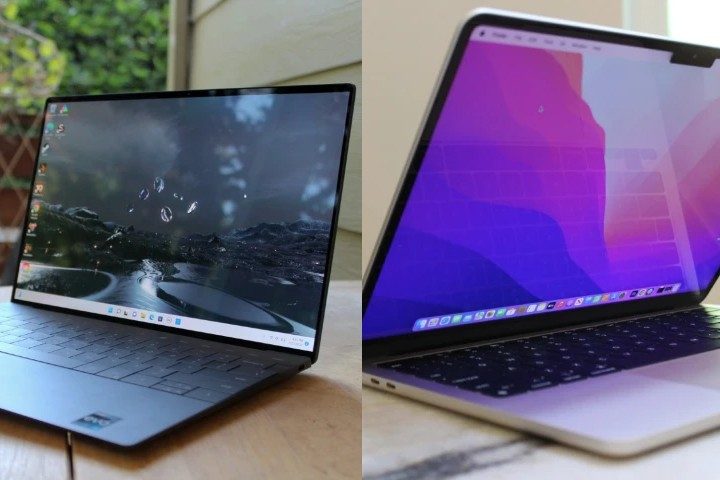 The XPS 13 with MacBook Air side by side