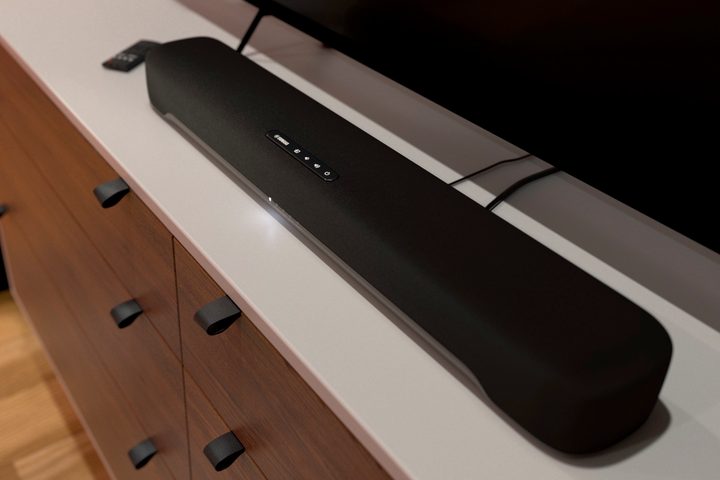 Close-up of Yamaha SR-C30A compact soundbar.