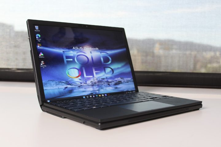 The Zenbook Fold 17 in laptop mode.