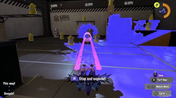 An inkling riding a shark.