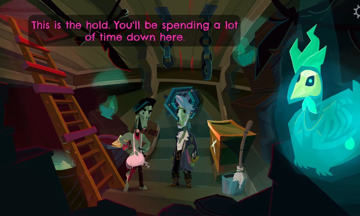 Two pirates in a hold.