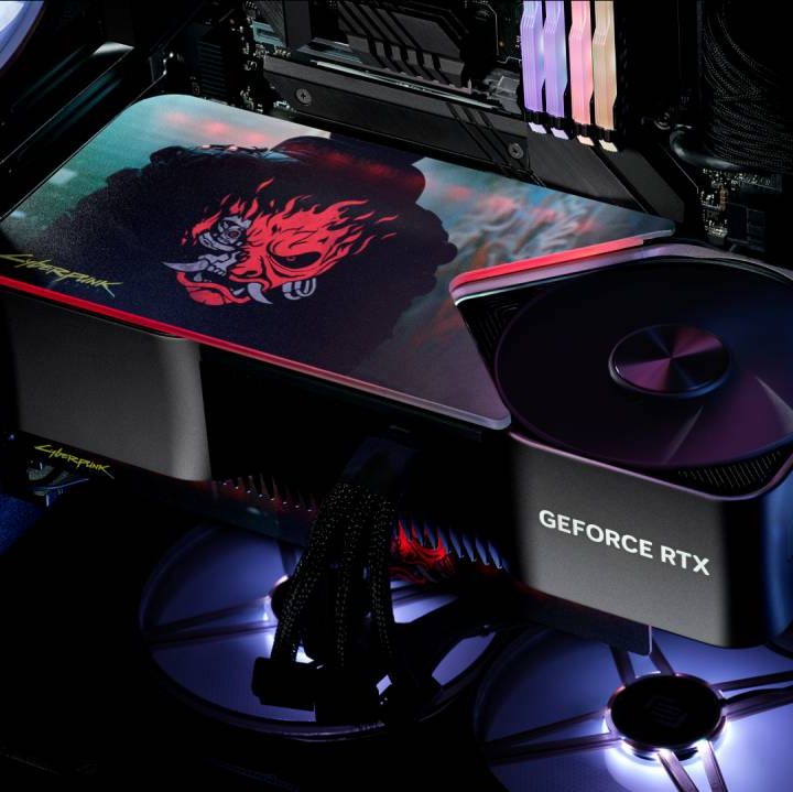 Nvidia GeForce RTX 4090 with a custom Cyberpunk 2077 backplate.