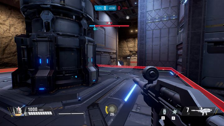 A first person view of a Gundam Evolution base.