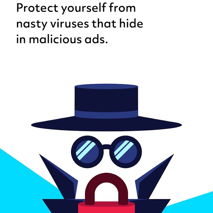 Adblock Browser cartoon illustration.
