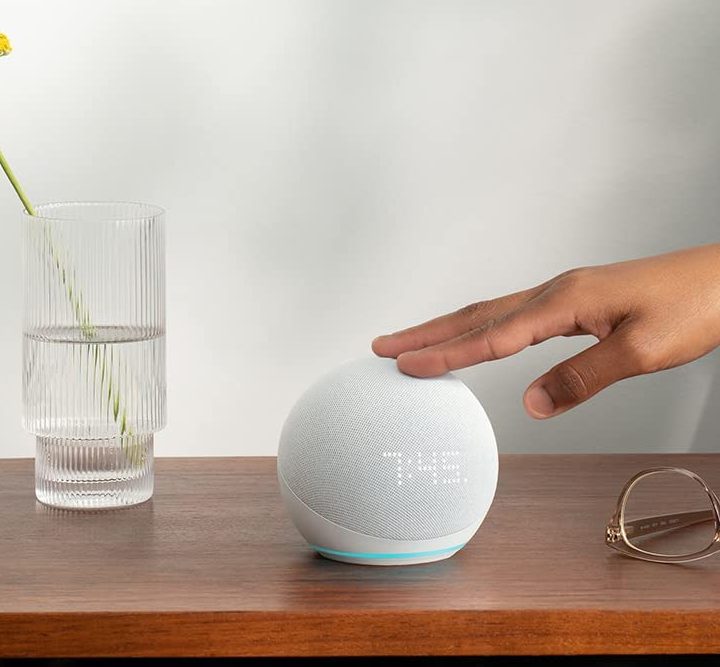 The Amazon Echo Dot (5th Gen) with Clock.