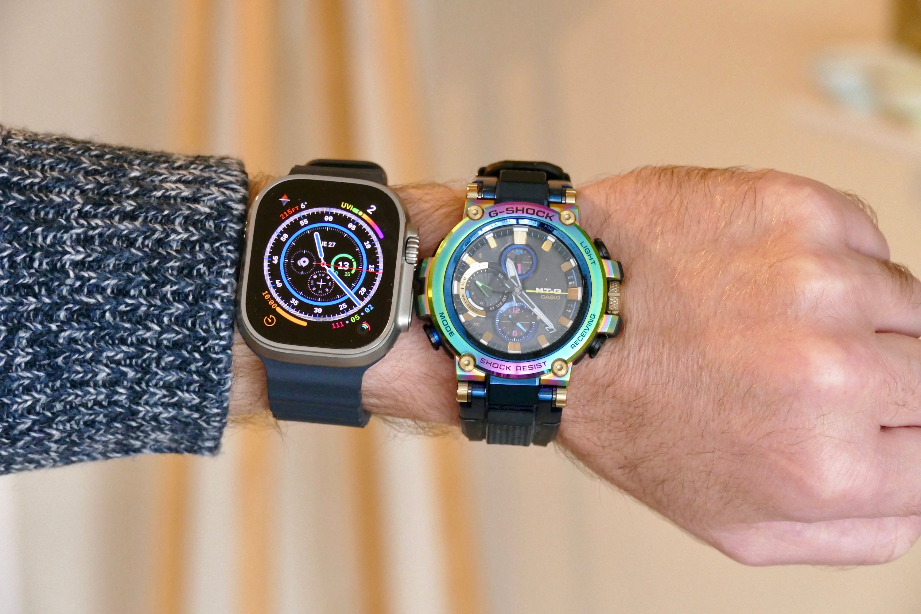 Apple Watch Ultra with a G-Shock MTG-B1000.