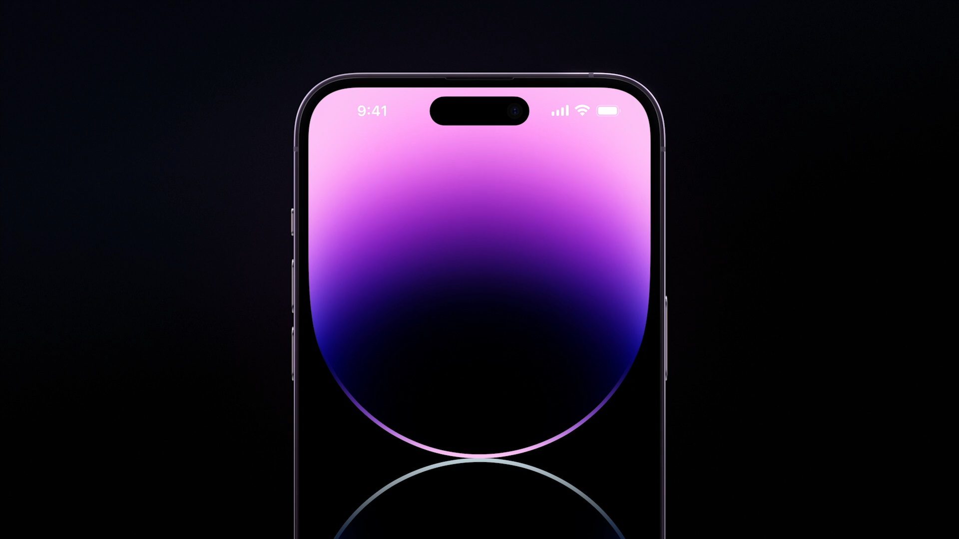 The iPhone 14 Pro showing the Dynamic Island at the top of the display.
