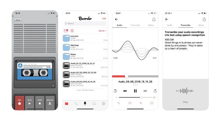 Screenshots of an app
