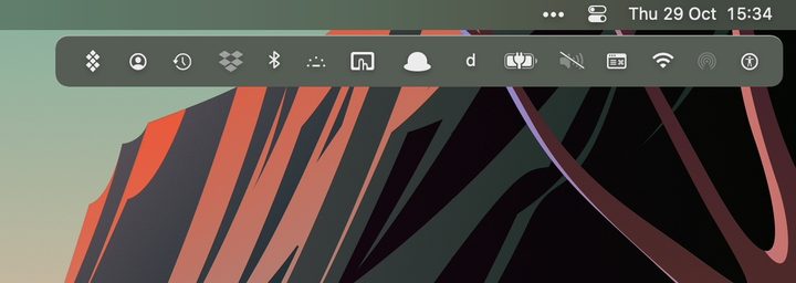 The Bartender Mac app showing the expandable menu bar feature of the app.