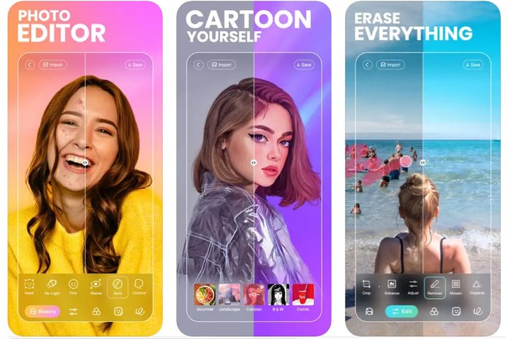 BeautyPlus selfie app screen showing women's portraits.