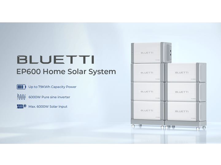 Bluetti EP600 home solar storage system.