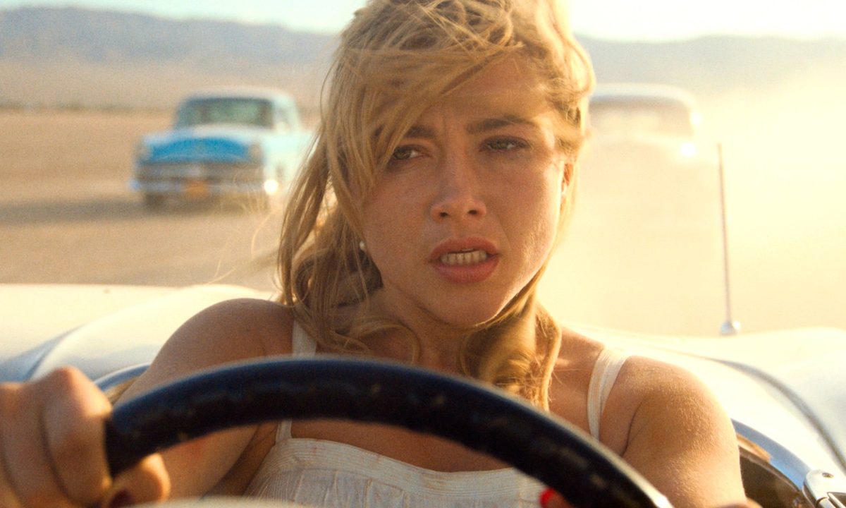 Florence Pugh drives distressed.