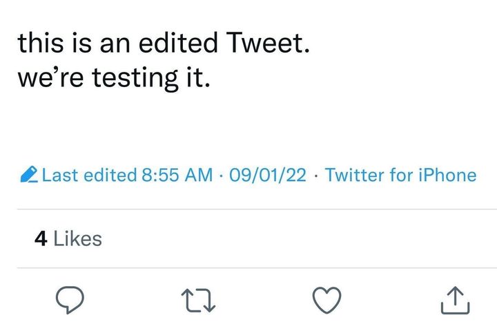 Screenshot from Twitter showing an edited tweet.