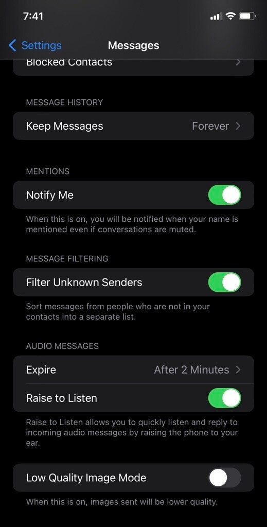 how to filter unknown senders ios