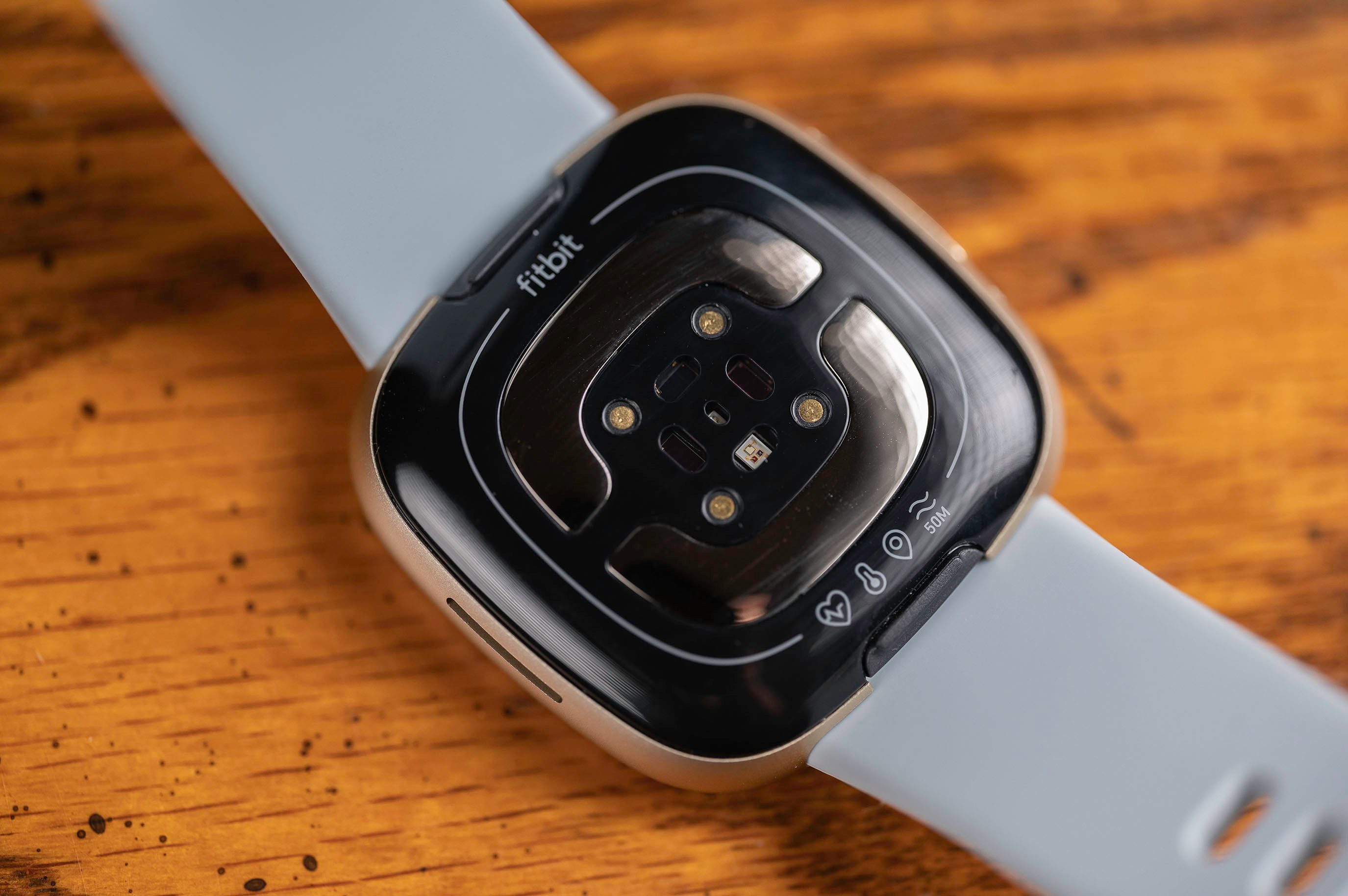 The back of the Fitbit Sense 2 showing the sensor array.