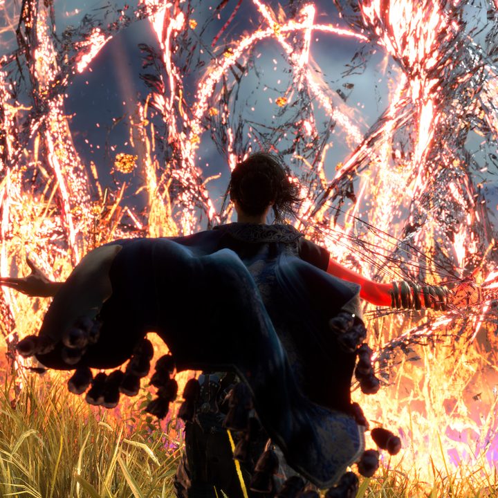 Frey uses fire magic in Forspoken.