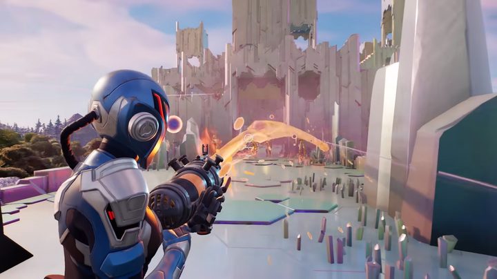 Character using new weapon in Fortnite.