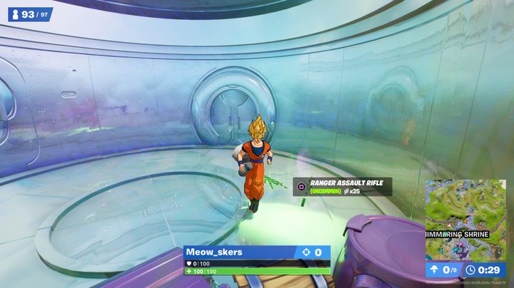 Goku opening chest in Fortnite.
