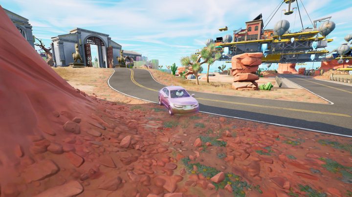 Driving a Chrome vehicle in Fortnite.