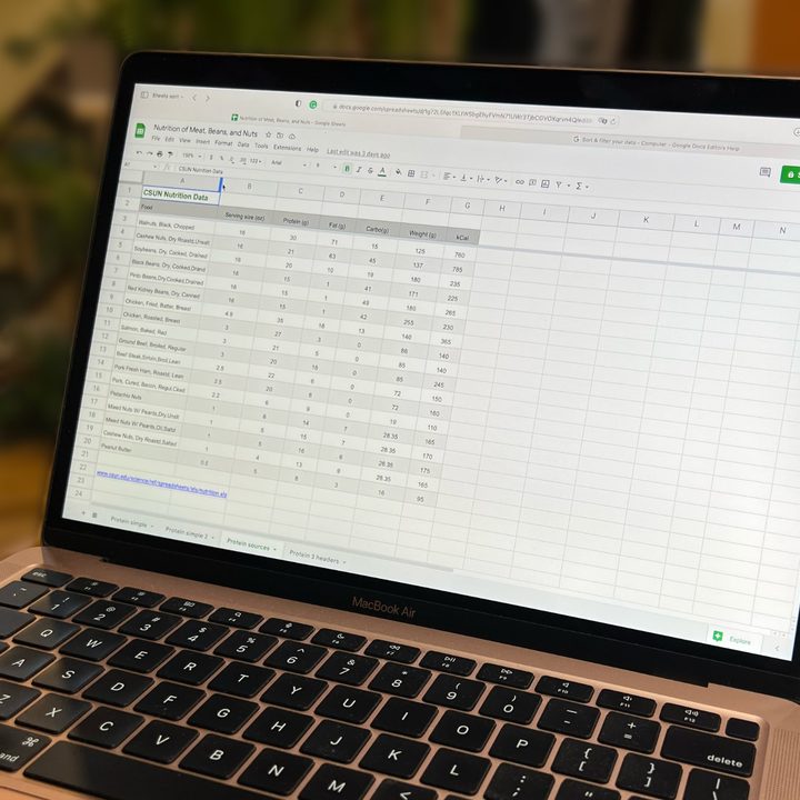 Google Sheets is open in the Safari browser on a MacBook Air.