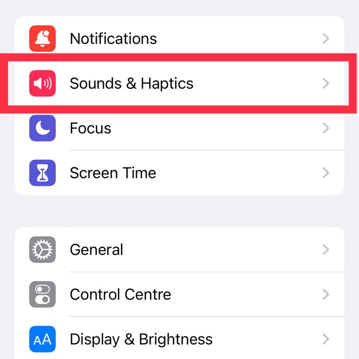 Tap on Sound and Haptics.