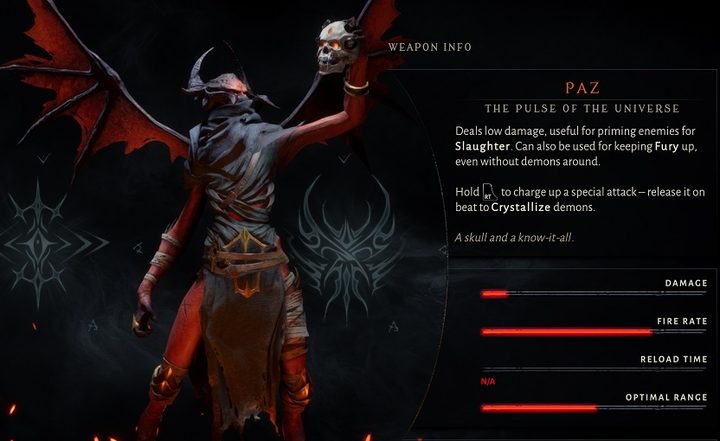A player holding Paz in Metal: Hellsinger.