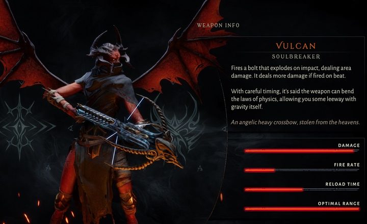 A player holding Vulcan in Metal: Hellsinger.