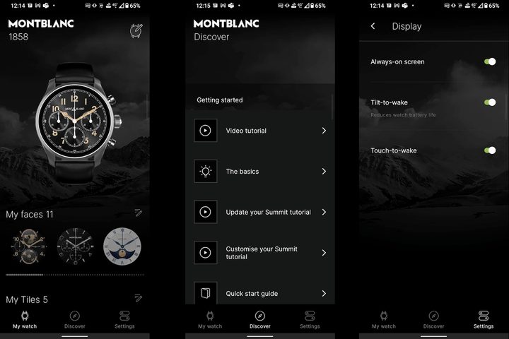 The Montblanc Summit 3's app.