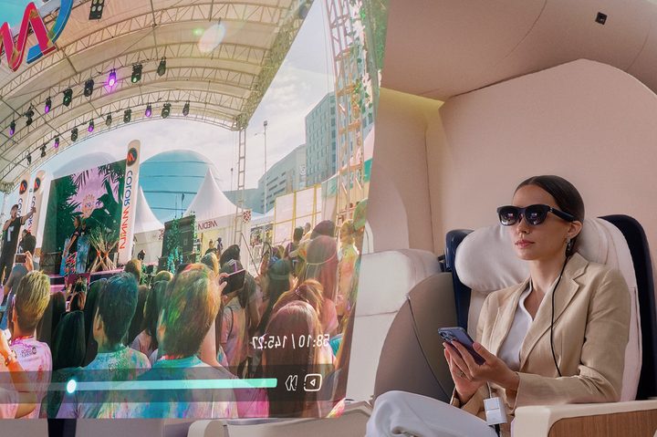 Watching videos with Nreal AR glases.