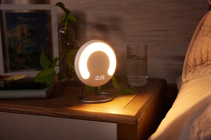 The Amazon Halo Rise displaying a wake-up light.