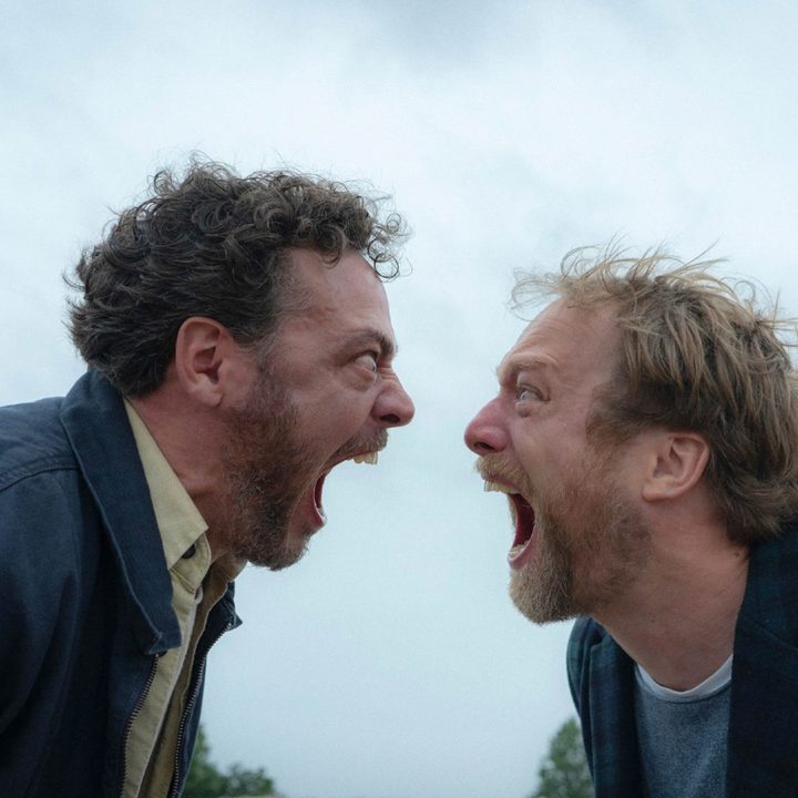 Morten Burian and Marius Damslev cathartically scream into each other’s faces.