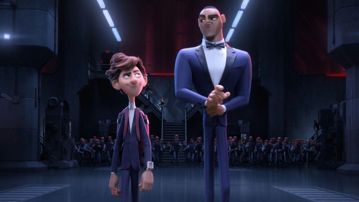 Tom Holland and Will Smith's characters in Spies in Disguise.