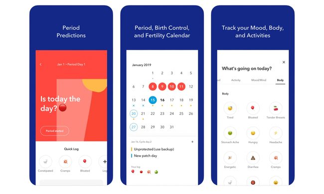 Spot On Period tracker layout